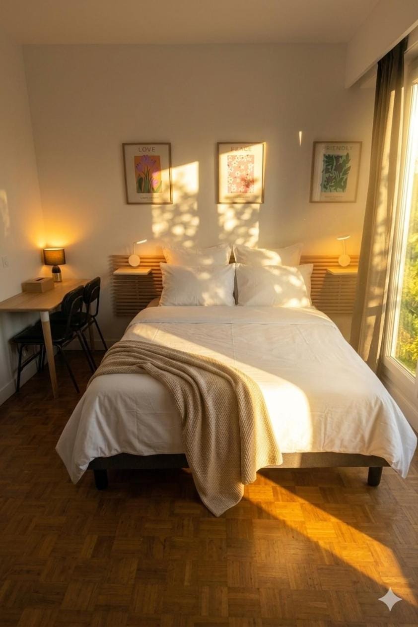 Photo of the whole room, Bedroom