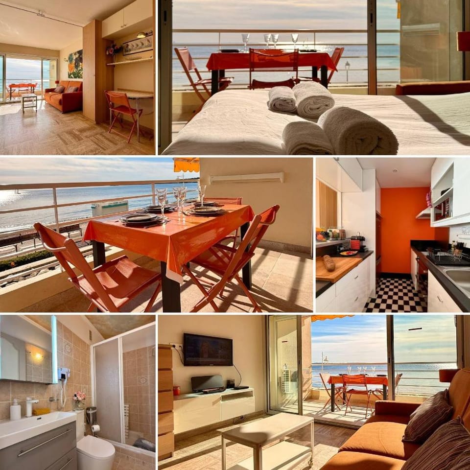 Shower, Bed, TV and multimedia, Balcony/Terrace, Kitchen or kitchenette, Living room, Seating area, Sea view, Sunset, stove, kitchen