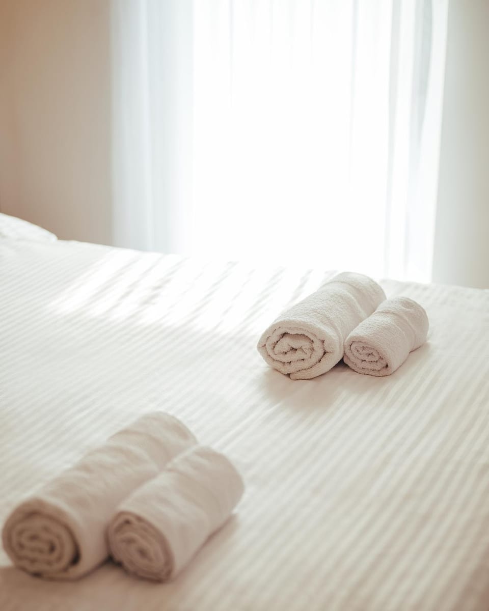 Bed, Bedroom, towels