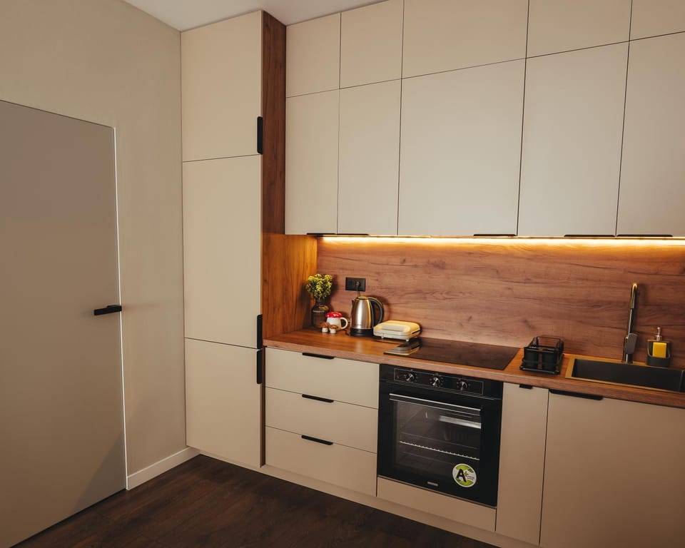 Kitchen or kitchenette, oven, stove