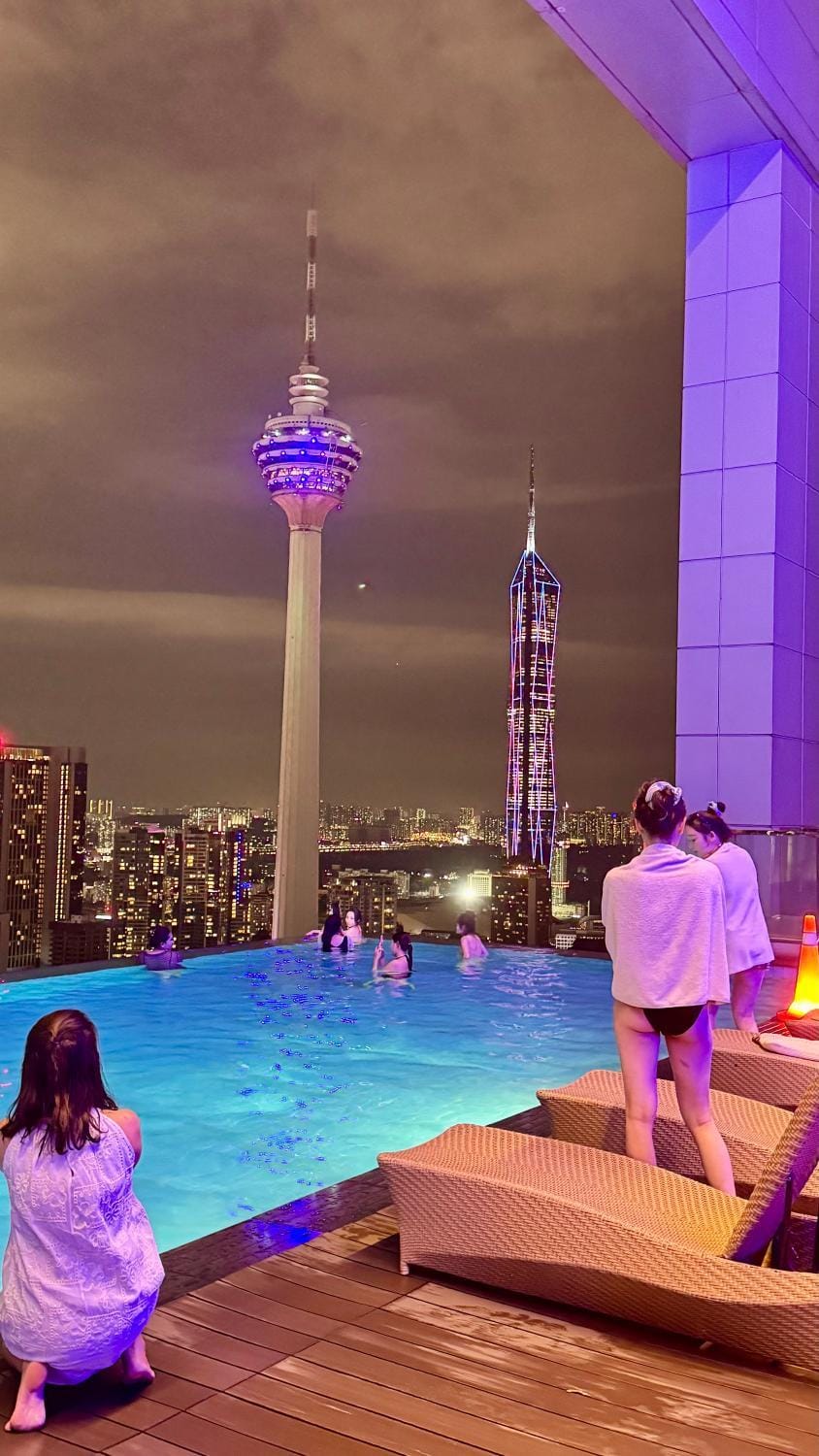 Night, City view, Pool view, Swimming pool, group of guests