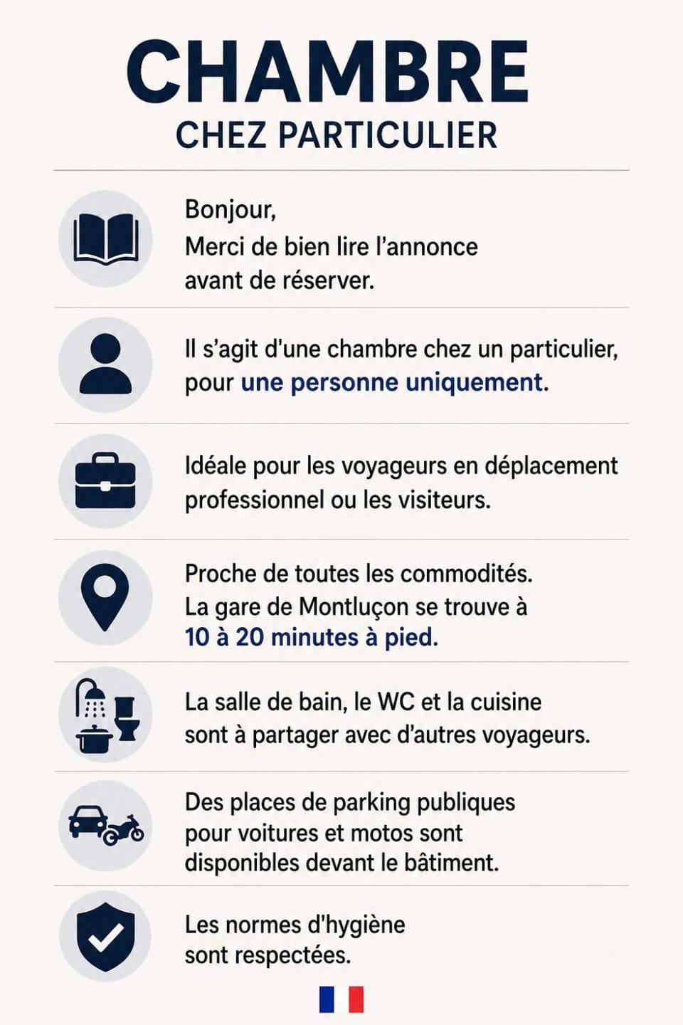 Chambre chez particulier centre-ville Montluçon gare à 20 min pied Vacation rental in Montluçon