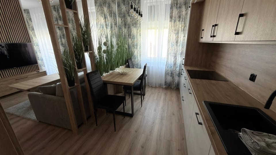 Kitchen or kitchenette, Living room, dishwasher, microwave, stove
