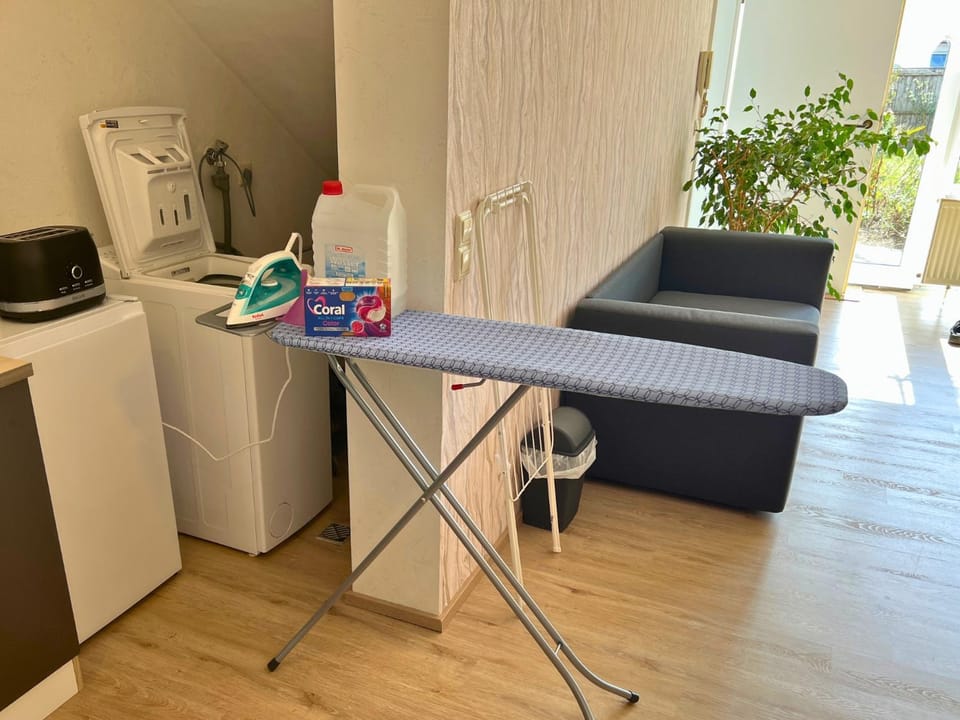 flat iron, toaster, washing machine