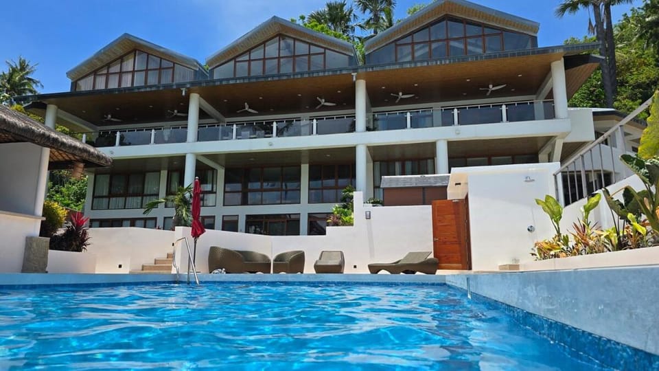 Property building, Patio, Day, View (from property/room), Balcony/Terrace, Pool view, Swimming pool, sunbed