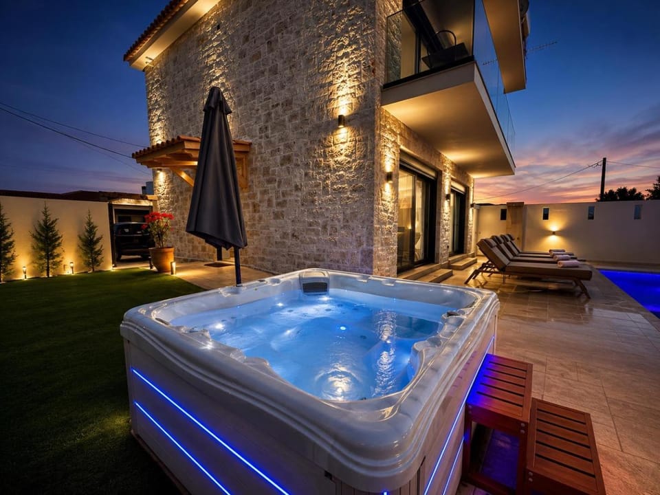 Property building, Hot Tub, Swimming pool, sunbed