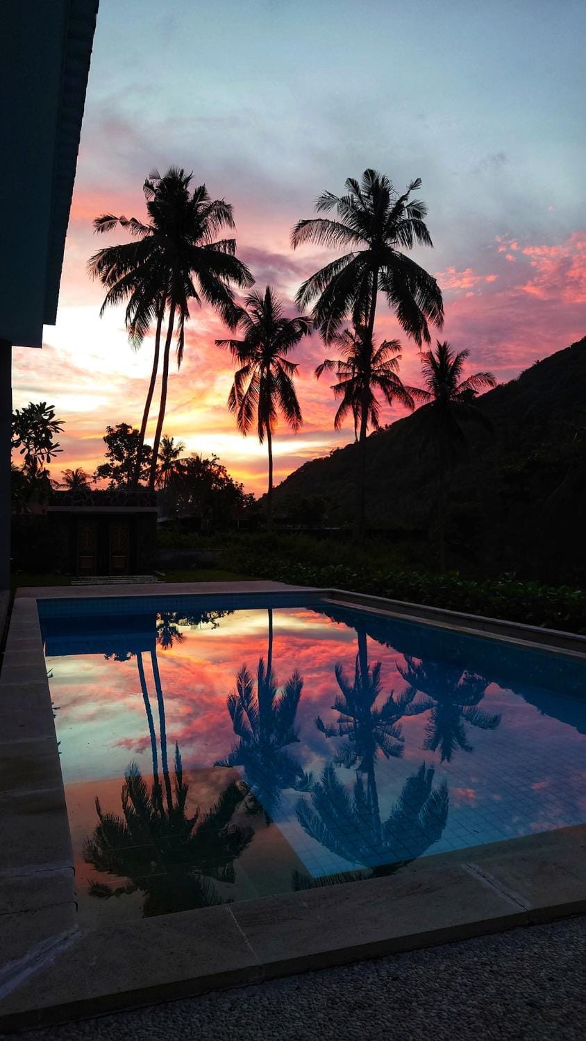 Pool view, Sunset