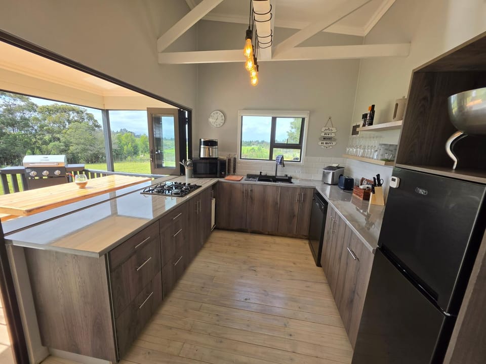Kitchen or kitchenette, dishwasher, stove
