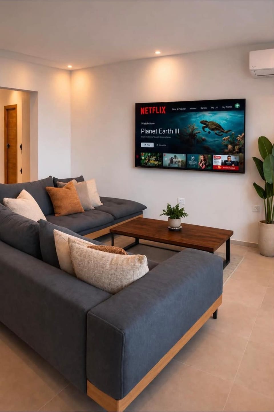TV and multimedia, Living room, Seating area, air conditioner