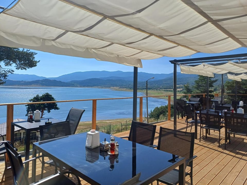 Patio, Restaurant/places to eat, Day, Natural landscape, View (from property/room), Balcony/Terrace, Lake view, Mountain view