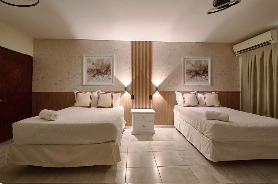 Bed, Bedroom, towels, air conditioner