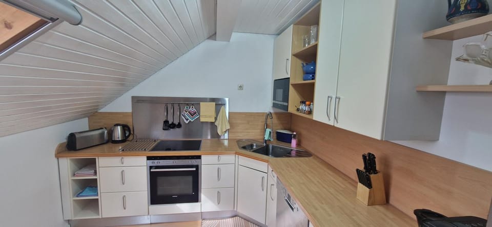 Kitchen or kitchenette, oven, stove