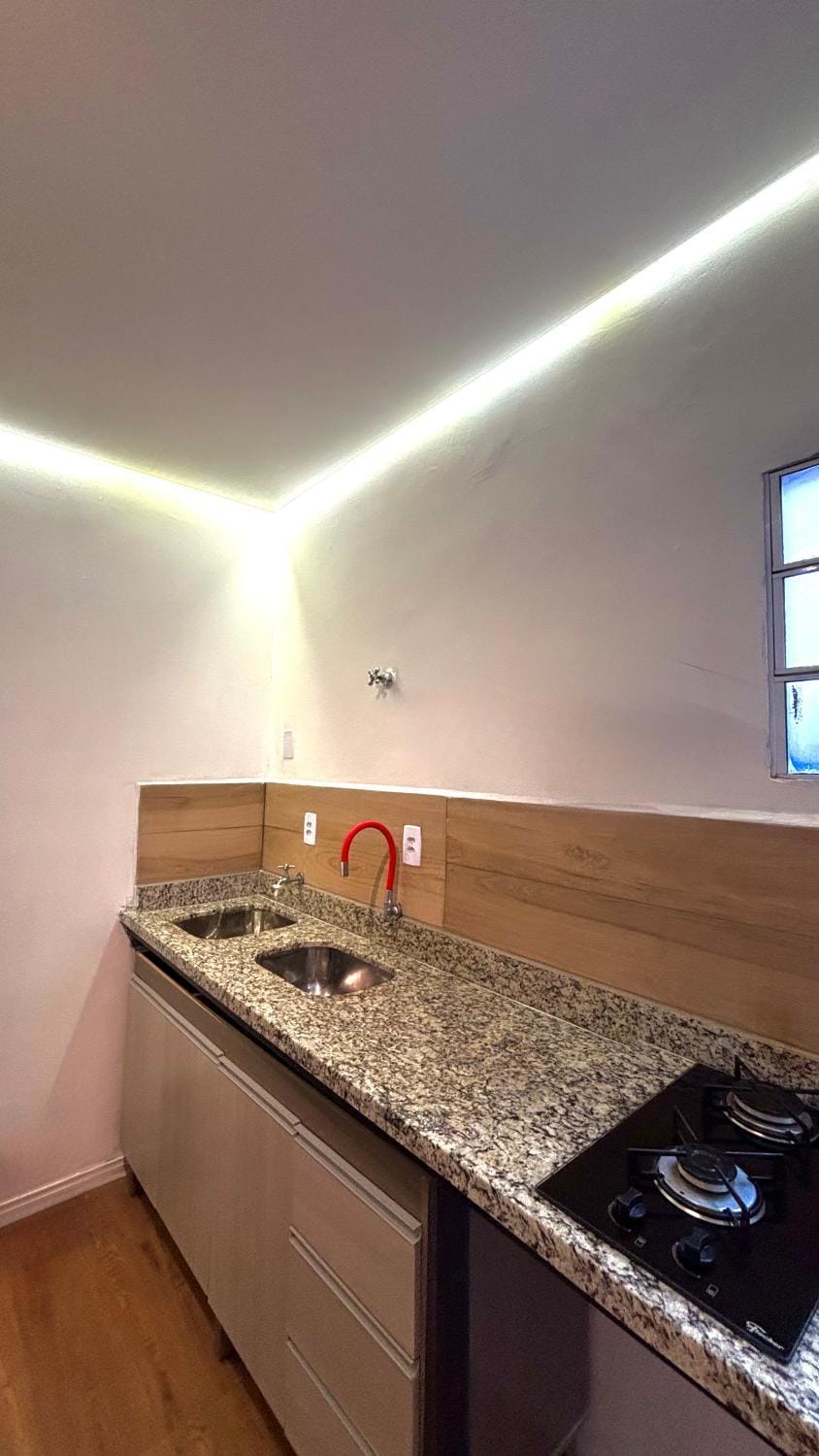 Kitchen or kitchenette, stove