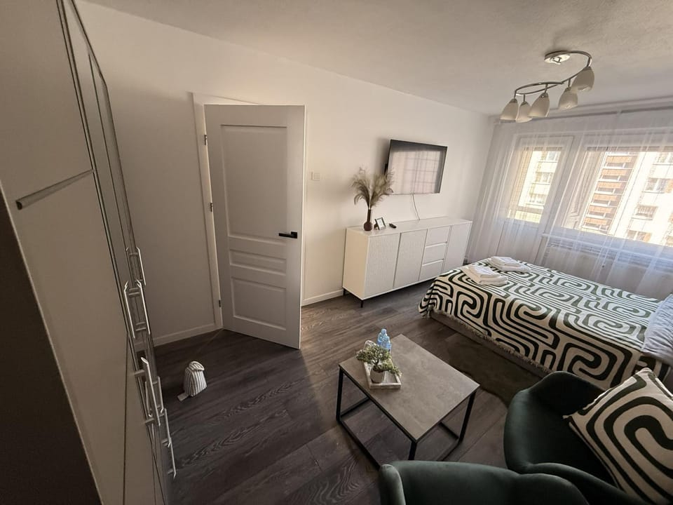 Bed, TV and multimedia, Seating area, wardrobe