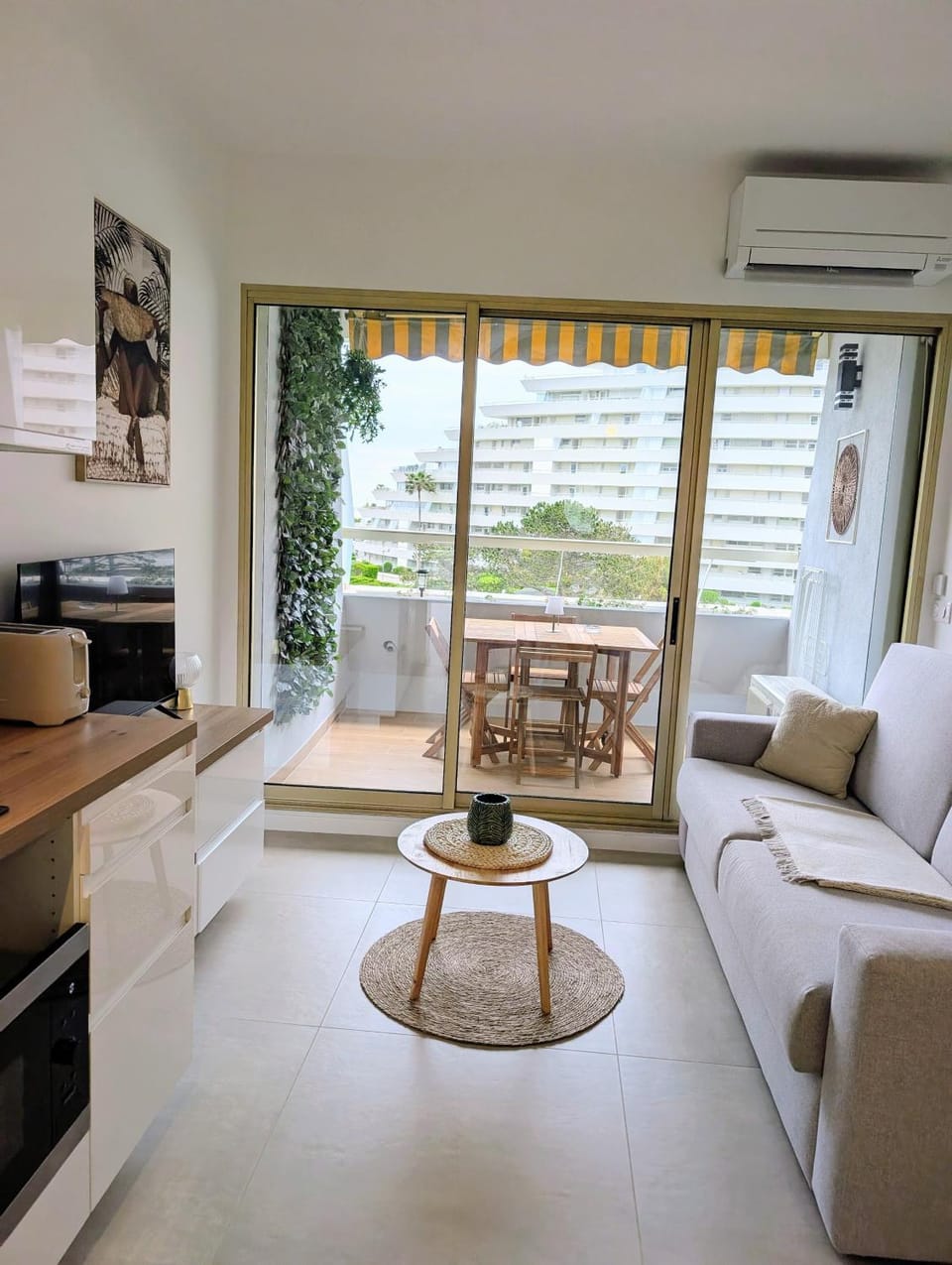Living room, Seating area, pet friendly, air conditioner