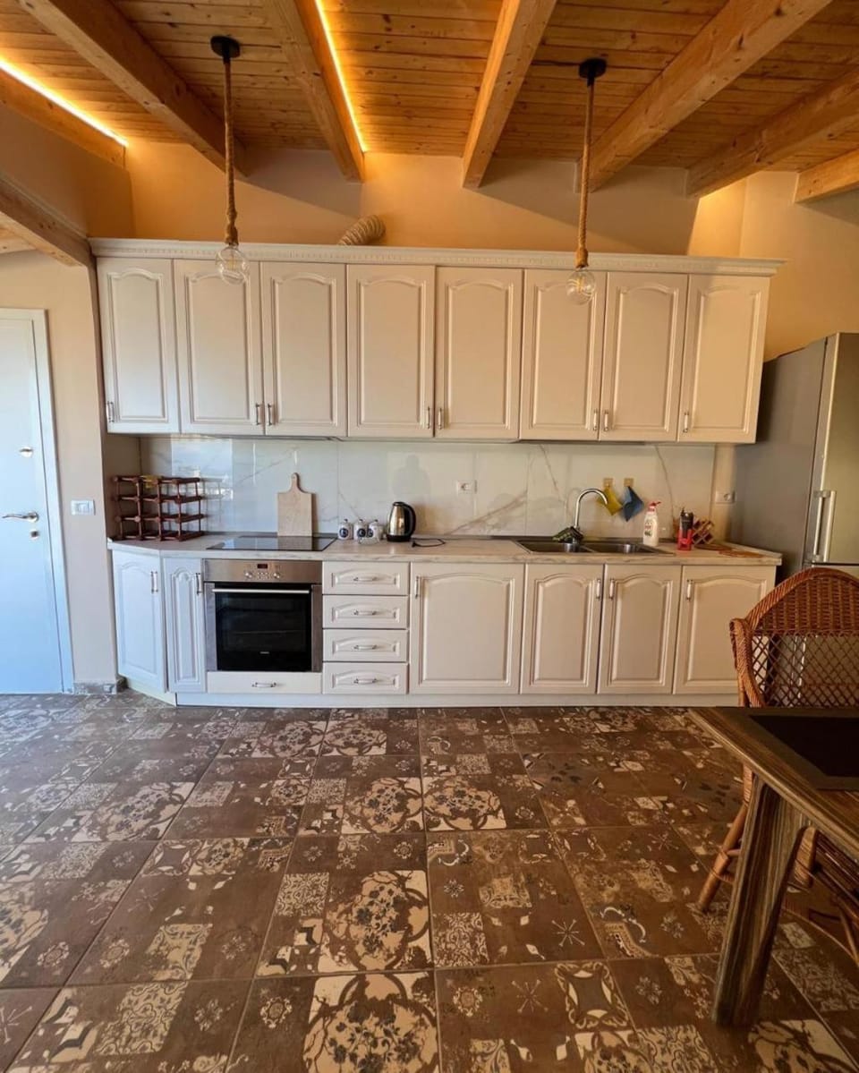 Kitchen or kitchenette, stove