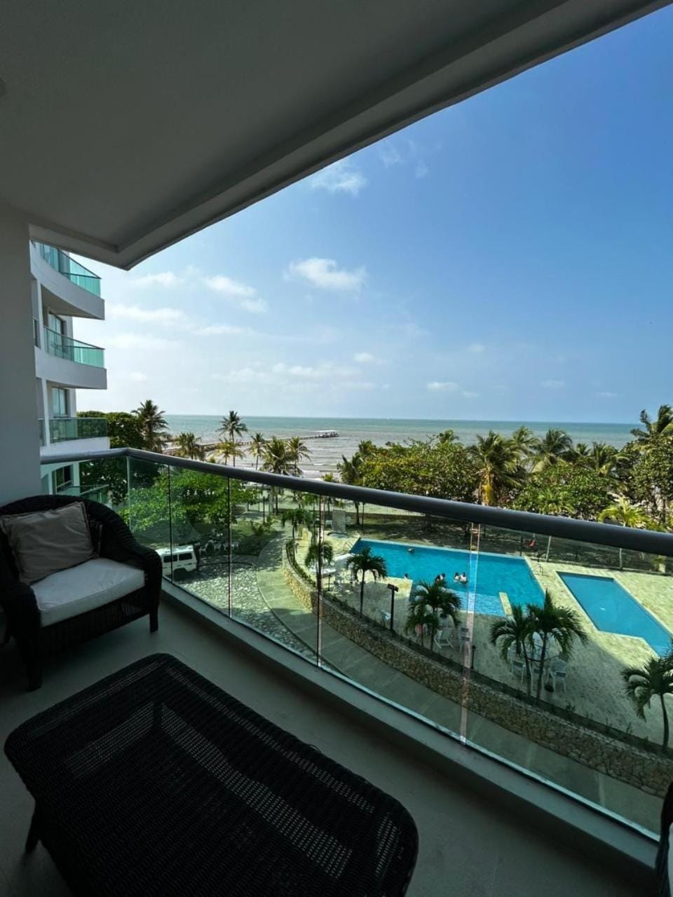 Patio, Day, Natural landscape, View (from property/room), Balcony/Terrace, Living room, Seating area, Pool view, Sea view, Swimming pool, Swimming pool, sunbed