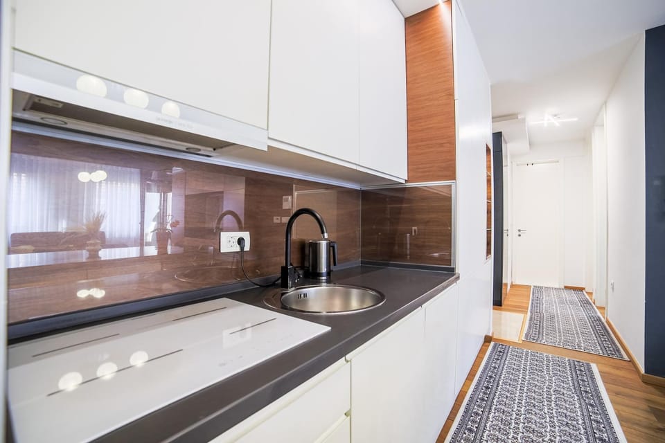 Kitchen or kitchenette, stove
