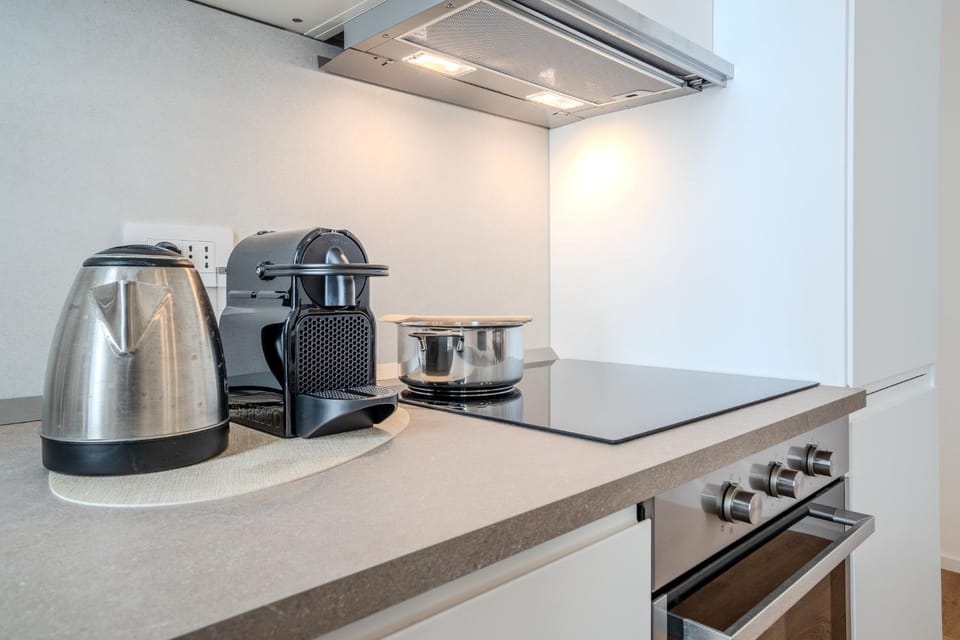 Kitchen or kitchenette, stove