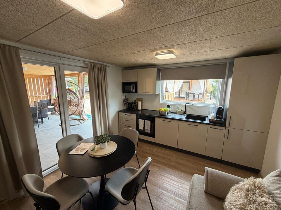 Kitchen or kitchenette, Living room, oven, stove