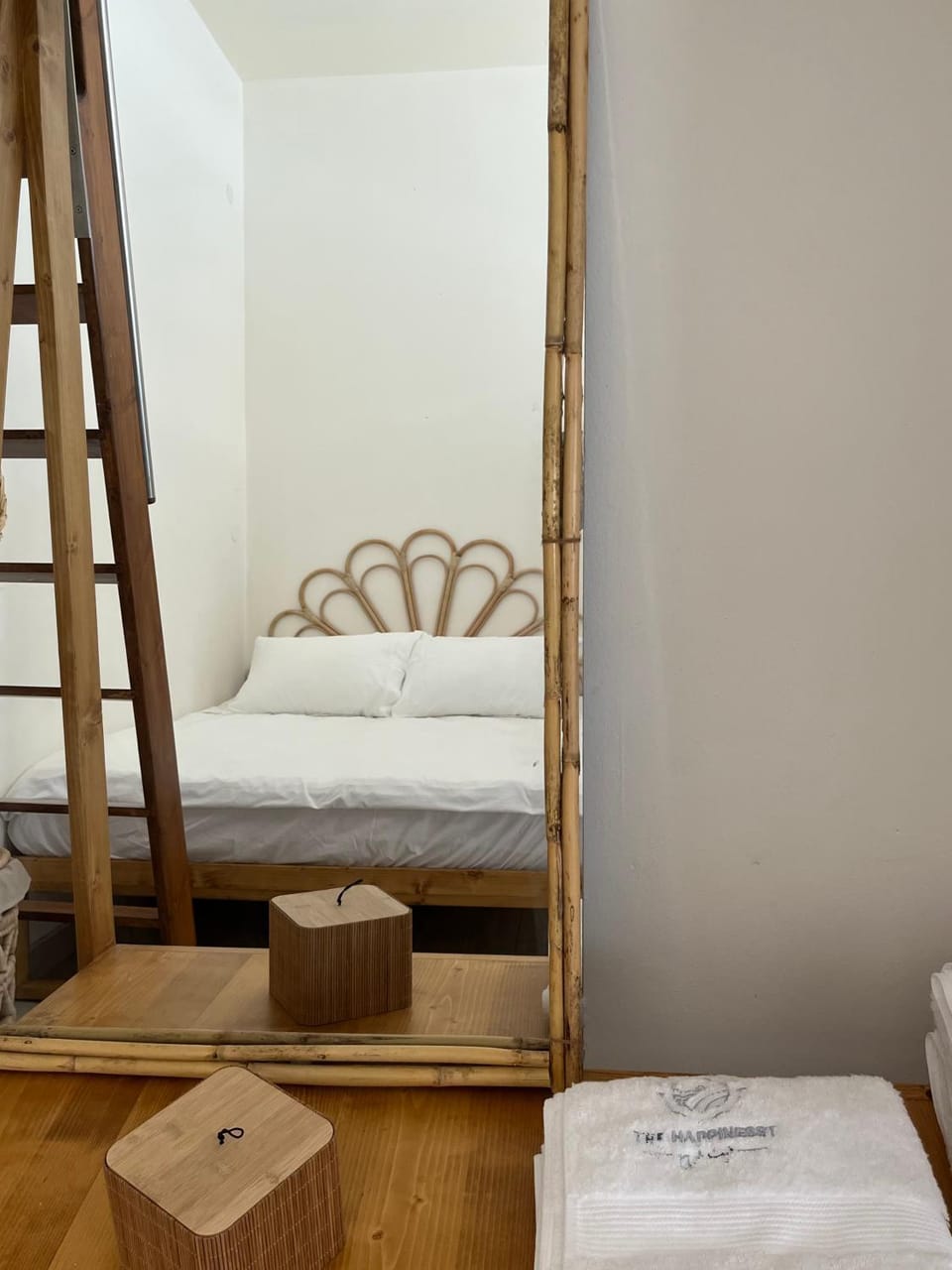 Bed, wardrobe