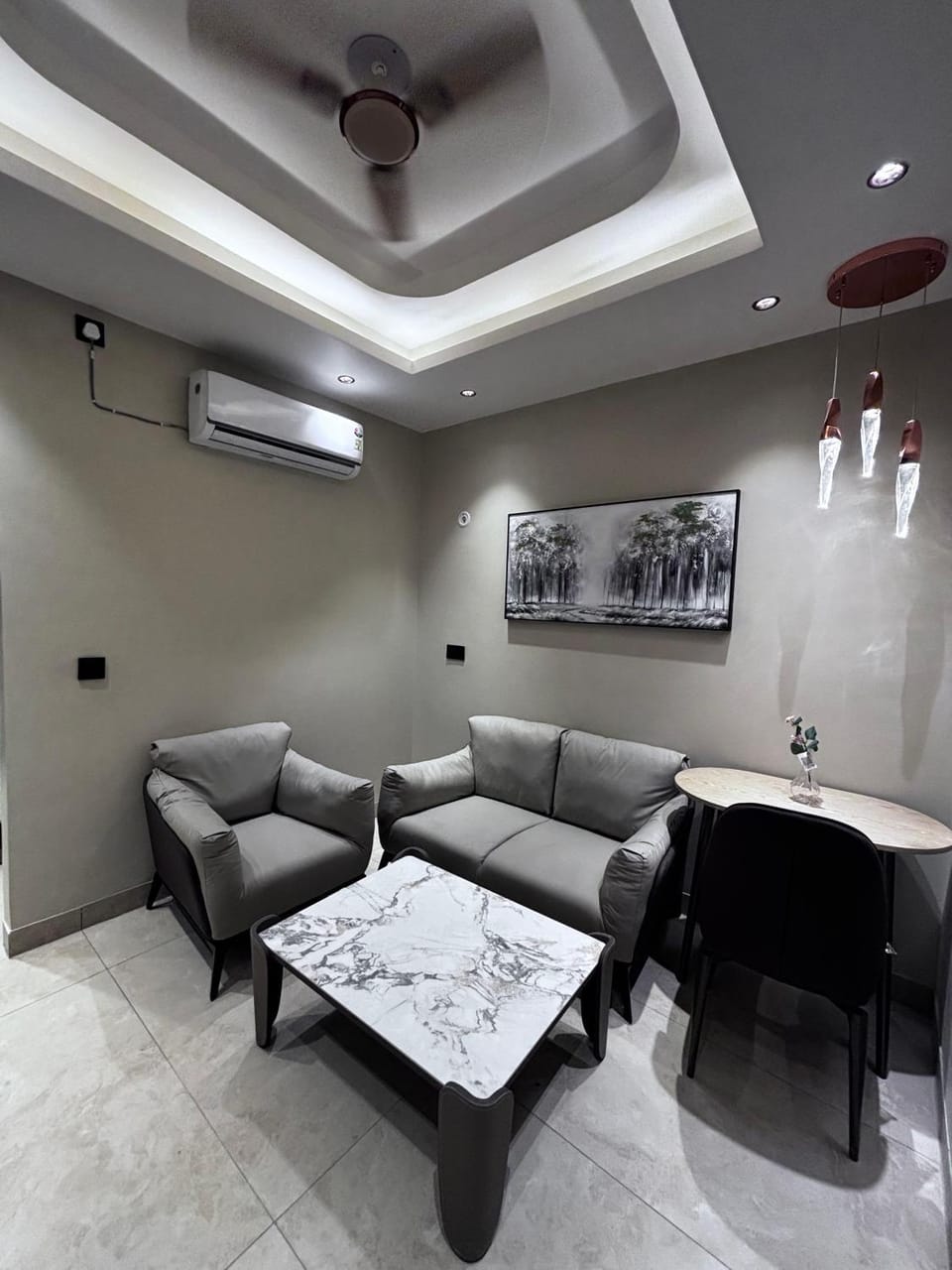 Living room, Seating area, air conditioner