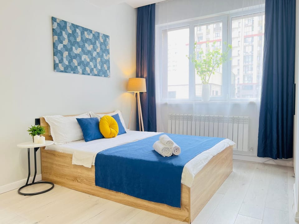 417I2 Gray and Yellow apartment Sholpan city Apartment in Almaty