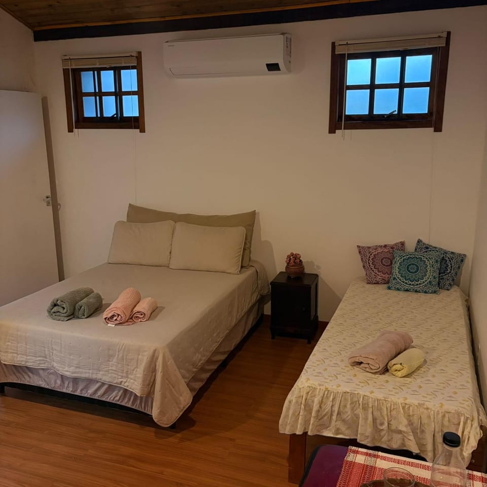 Bed, Bedroom, towels, air conditioner