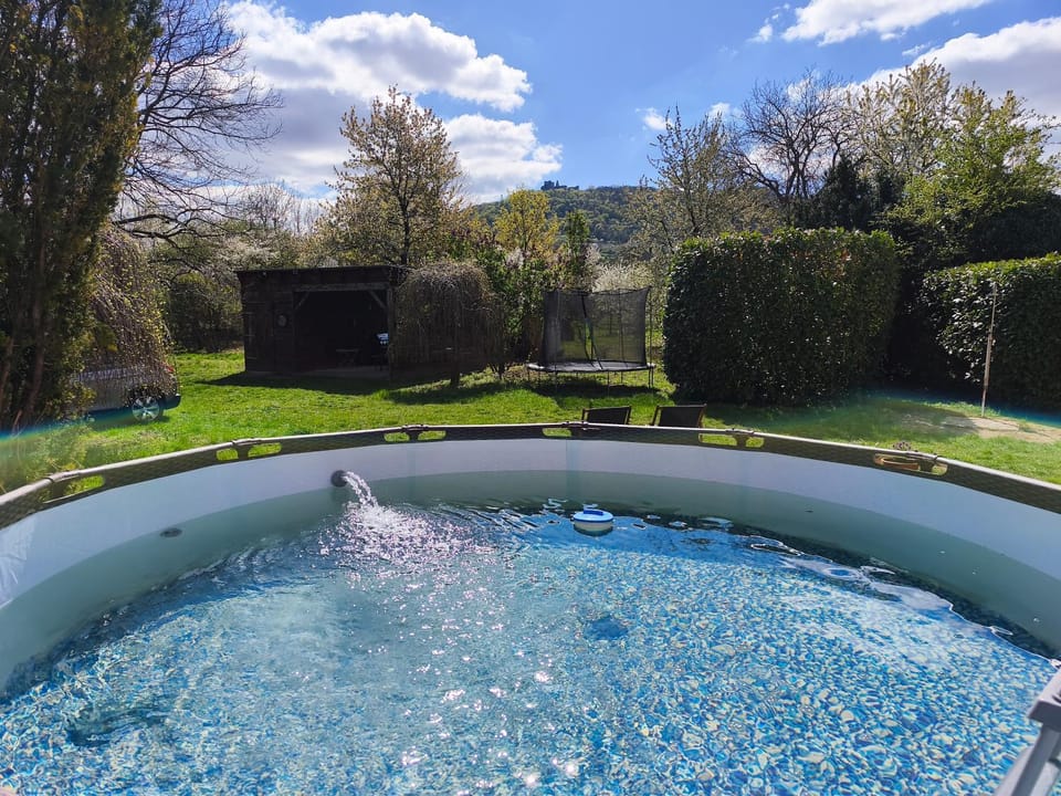 Natural landscape, Garden, Garden view, Swimming pool