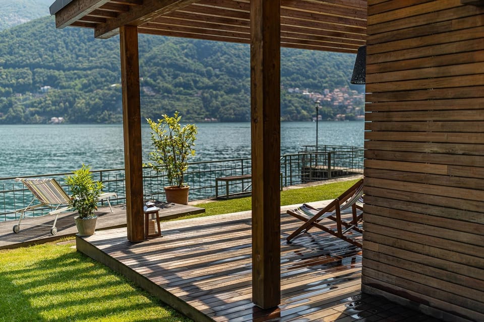 Patio, Spring, Day, Natural landscape, Lake view, Mountain view, sunbed