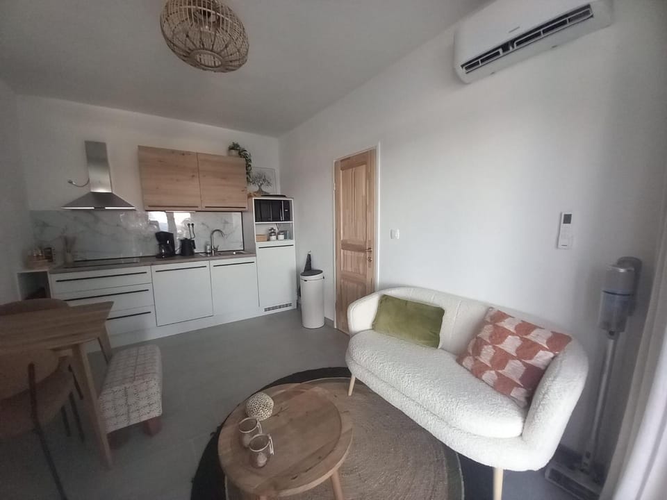Kitchen or kitchenette, Living room, Seating area