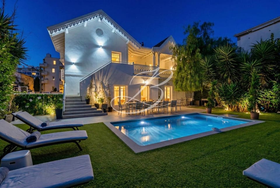 Night, Garden, Swimming pool
