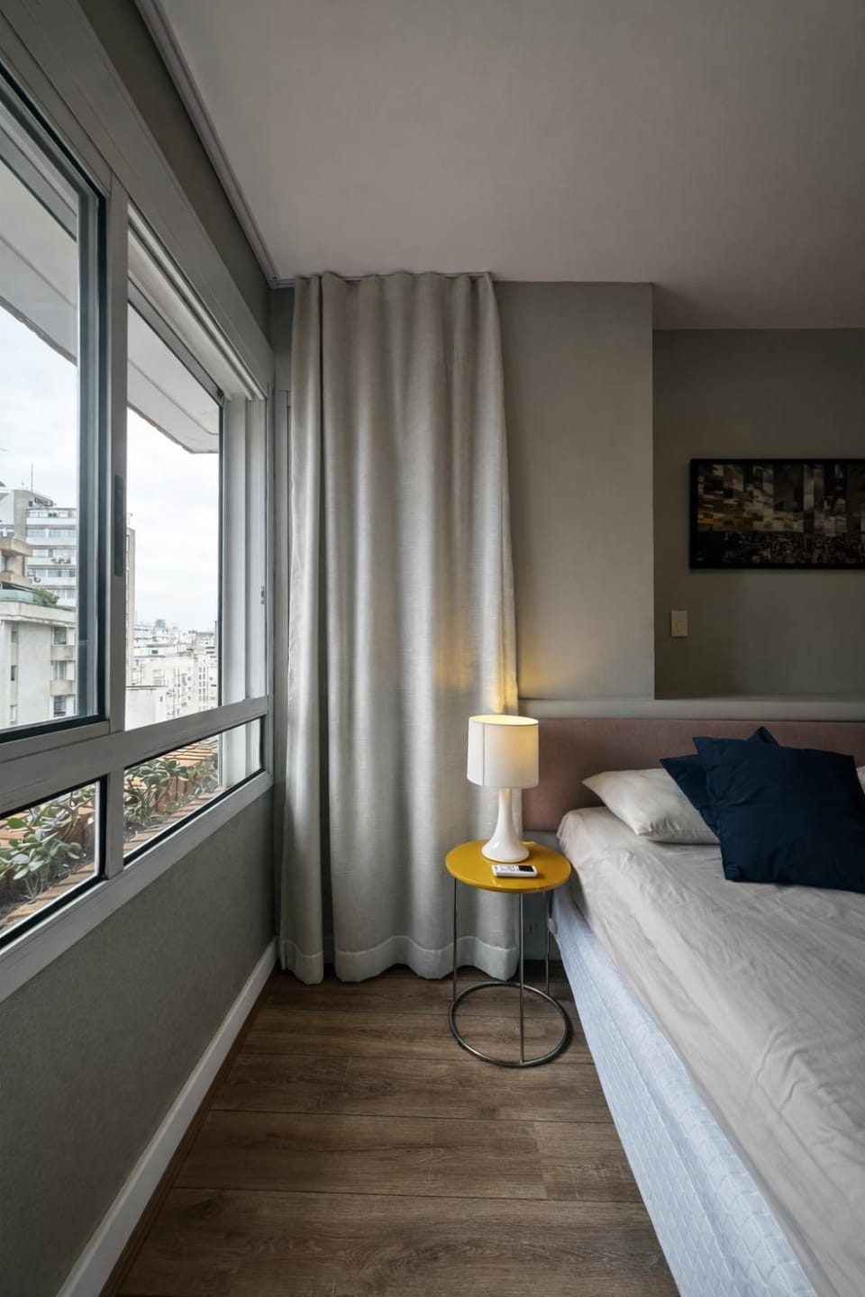 Bed, Bedroom, City view