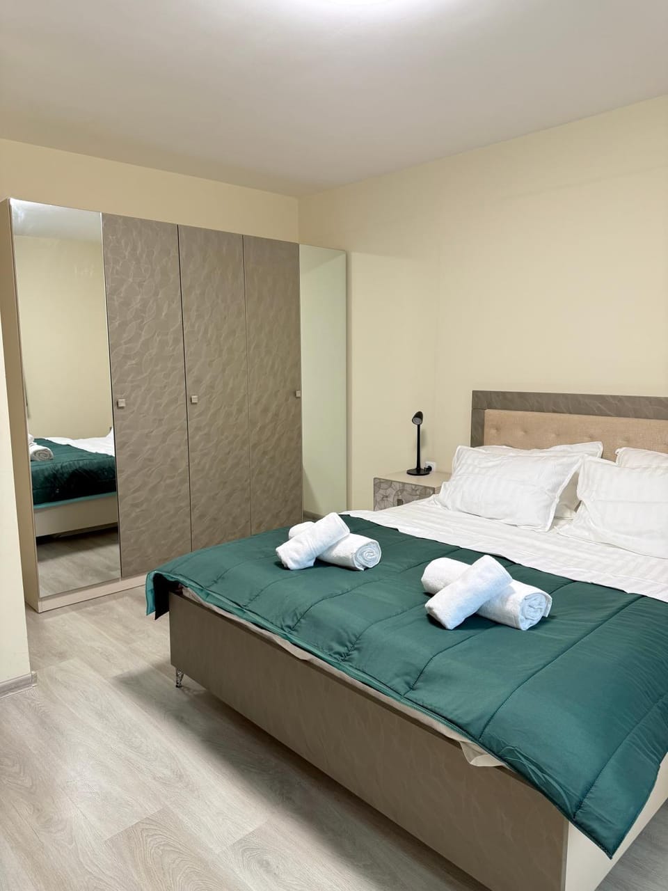 Bed, Photo of the whole room, Bedroom, towels, wardrobe