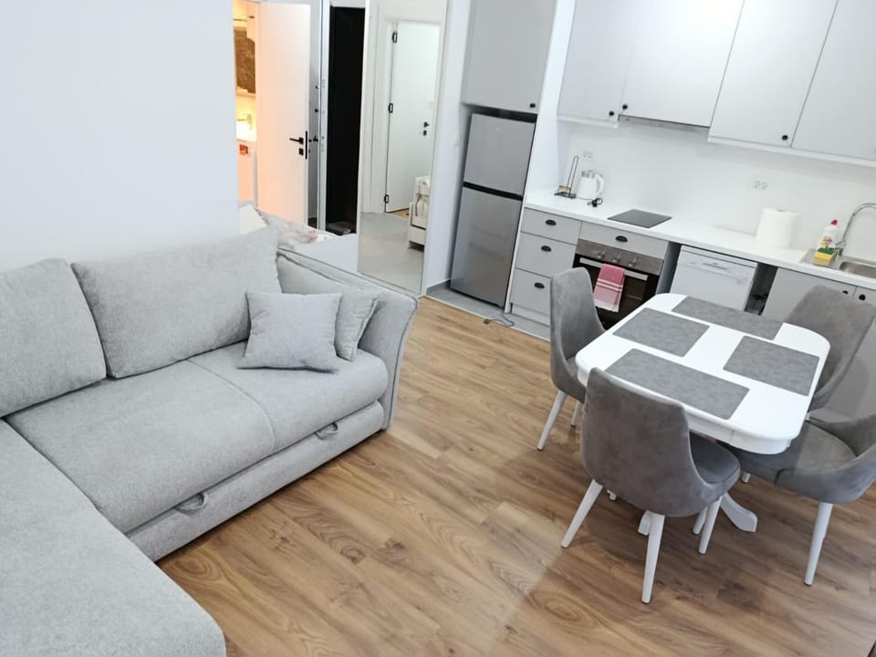 Kitchen or kitchenette, Living room, Seating area