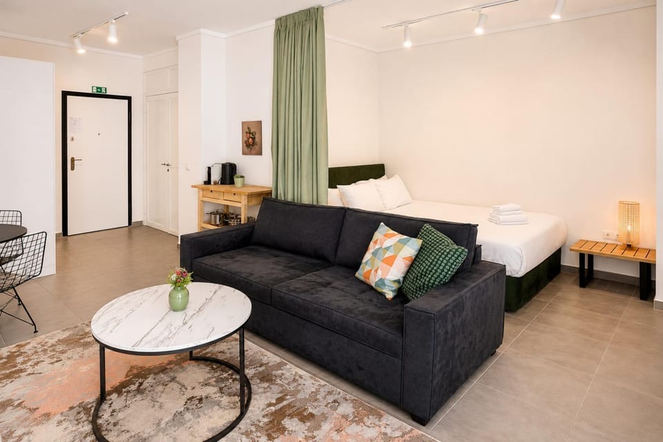 Bed, Living room, Photo of the whole room, Seating area, Bedroom