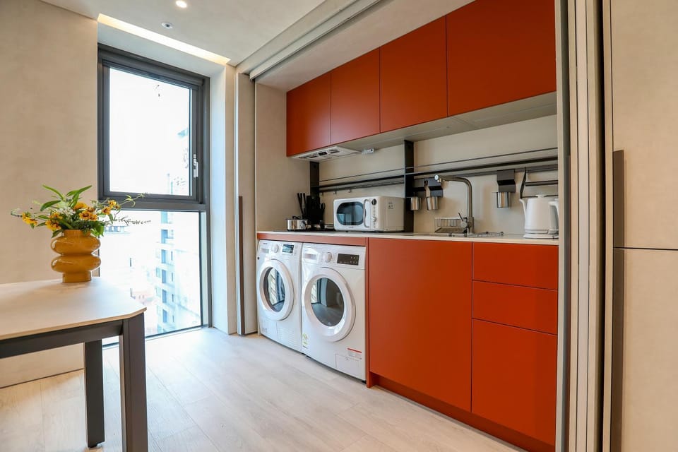 microwave, washing machine, dryer