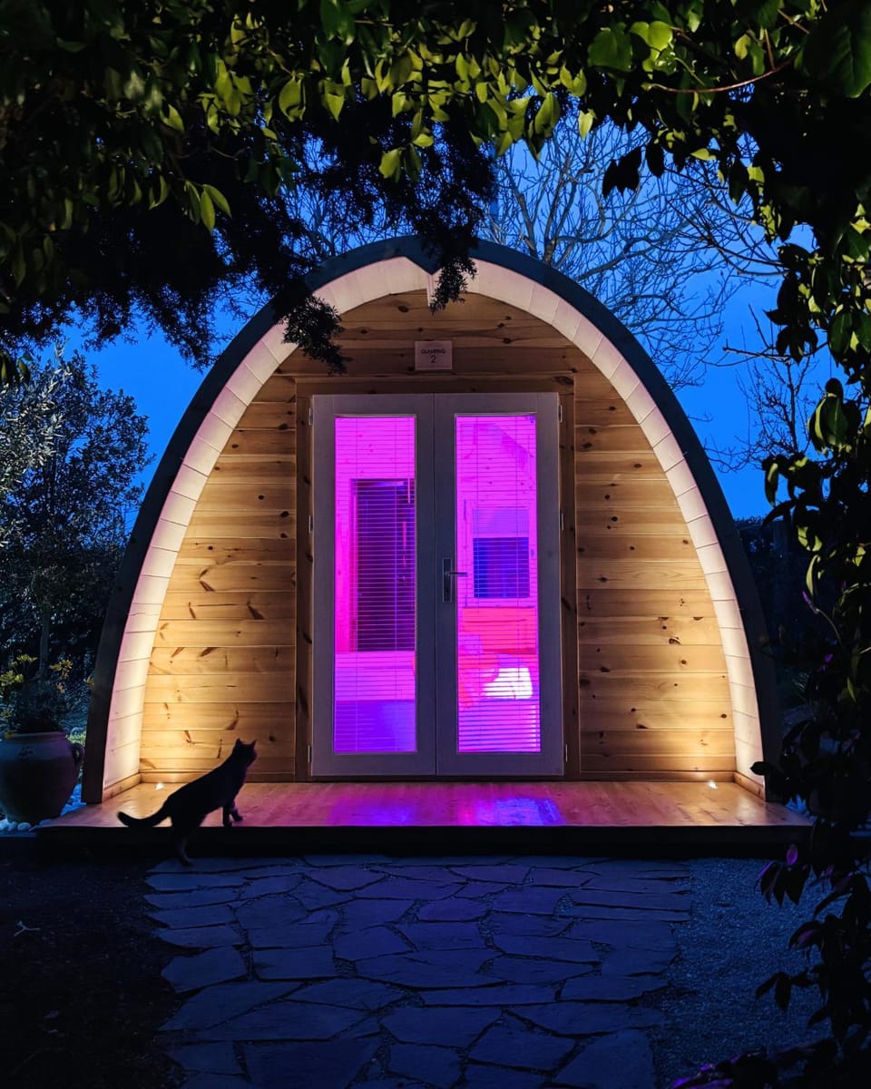 Property building, Night, Natural landscape, Garden view