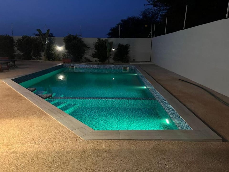 Night, Pool view, Swimming pool