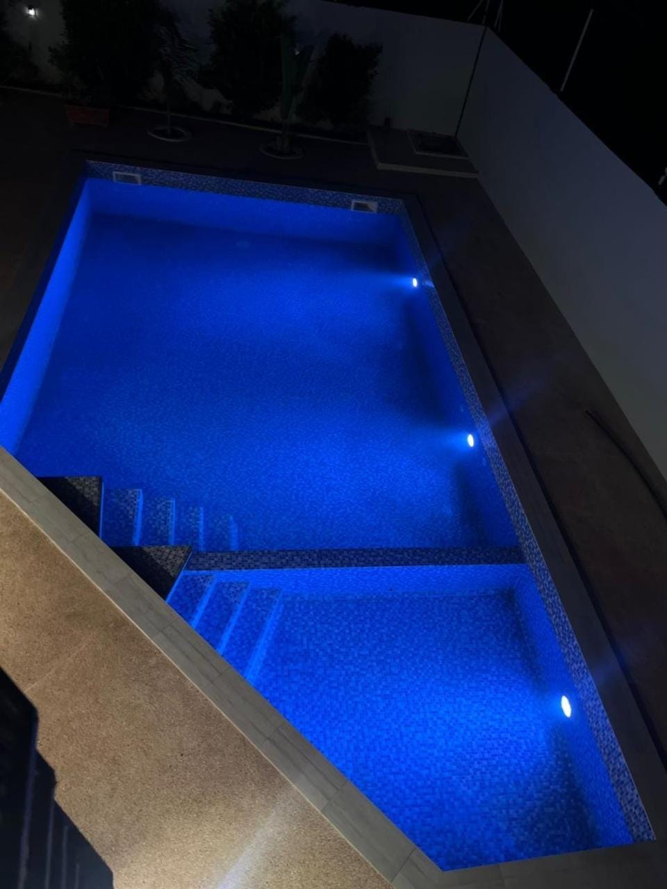 Night, Pool view, Swimming pool