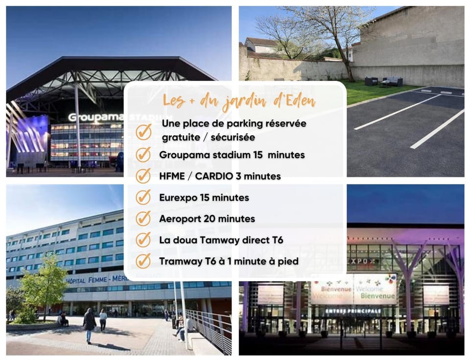 Le jardin d'Eden Bambou- Tramway à 1 min Hôpitaux Est-Eurexpo -Groupama Stadium-Parking gratuit-Climatisé Apartment in Villeurbanne