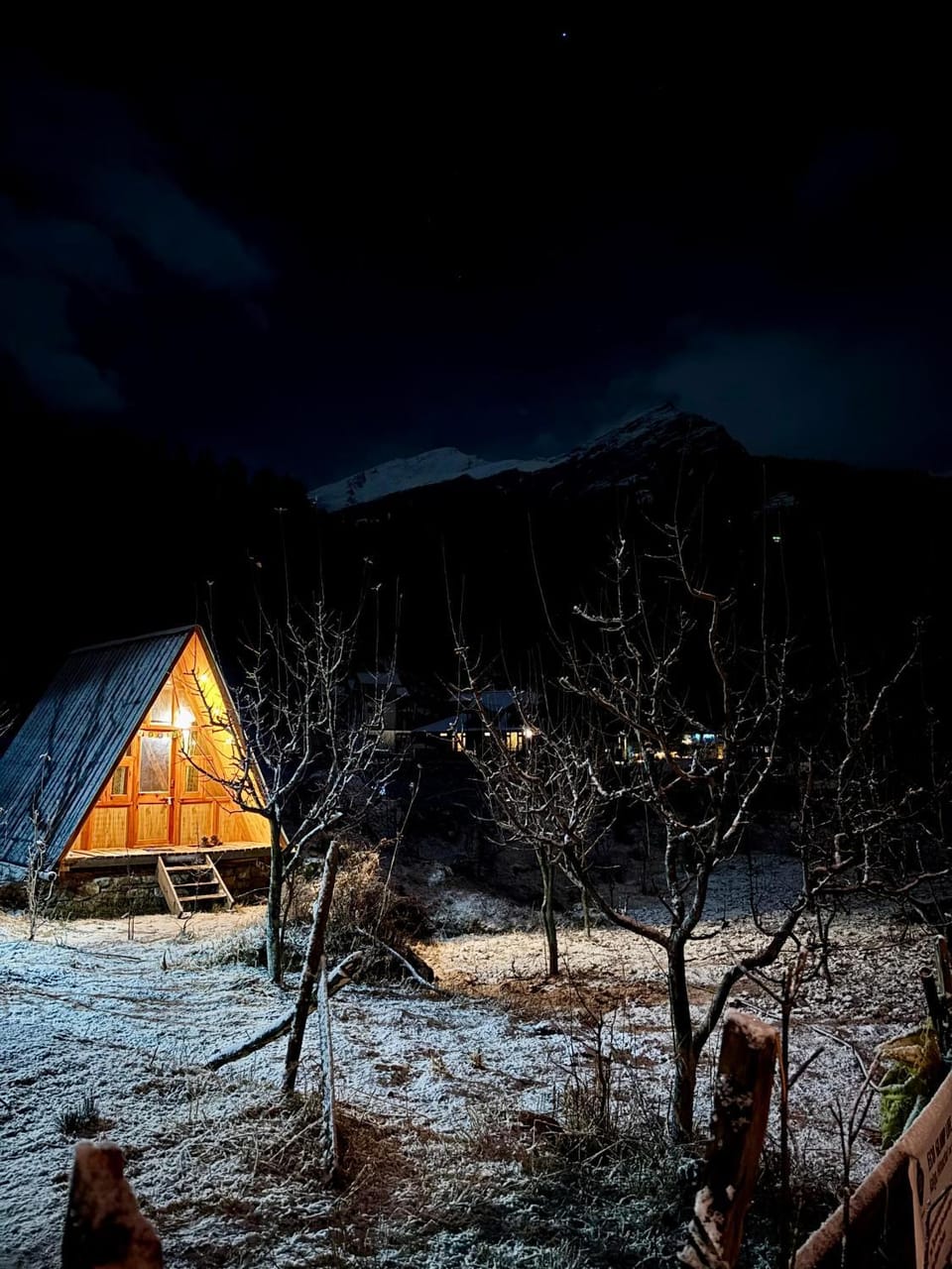 Night, Natural landscape, Winter, Mountain view