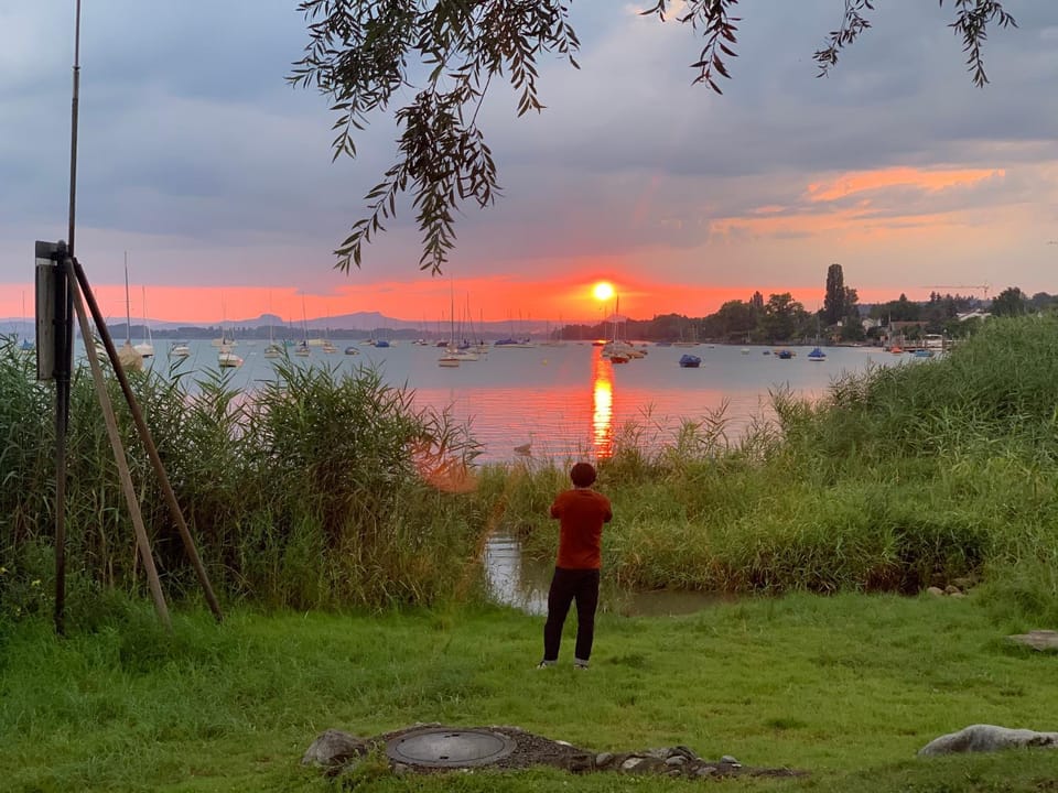 Property building, Lake view, Sunset