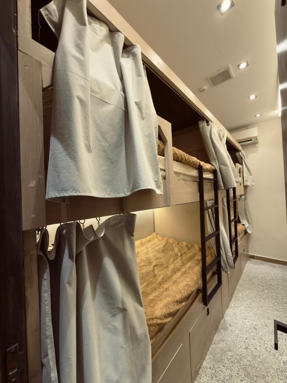 Bed, bunk bed, wardrobe, air conditioner