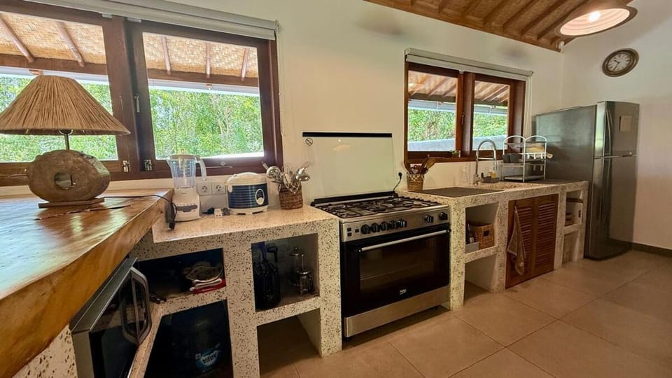 Kitchen or kitchenette, stove