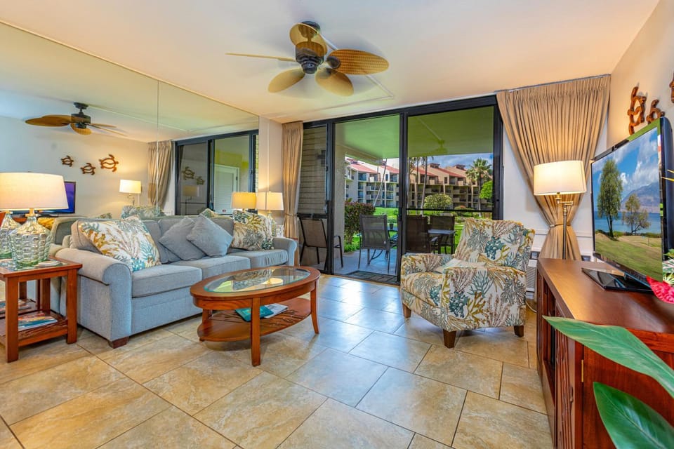 Kamaole Sands #1-105 Renovated Ground Floor Unit, Partial Oceanview, A/C Apartment in Wailea