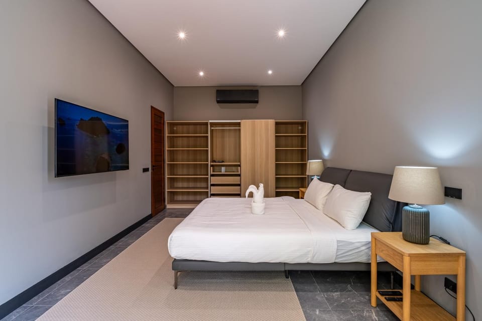 Bed, TV and multimedia, Bedroom, wardrobe, air conditioner