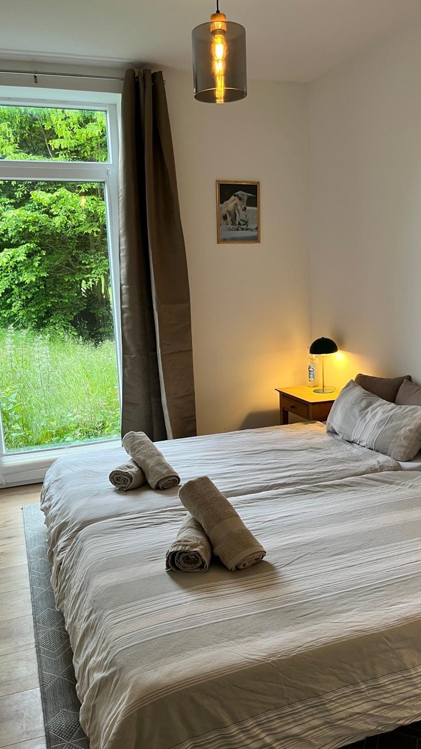 Bed, Photo of the whole room, Bedroom, towels