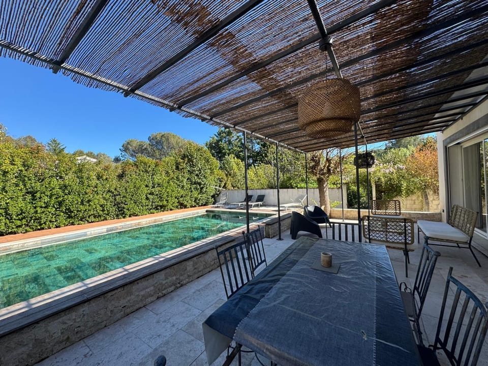 Patio, Spring, Day, Natural landscape, View (from property/room), Balcony/Terrace, Pool view, Swimming pool, sunbed