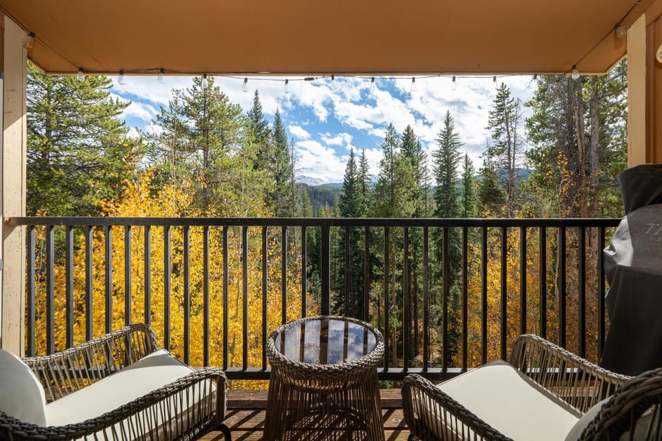 Natural landscape, Balcony/Terrace, Seating area, Autumn, Mountain view, furniture